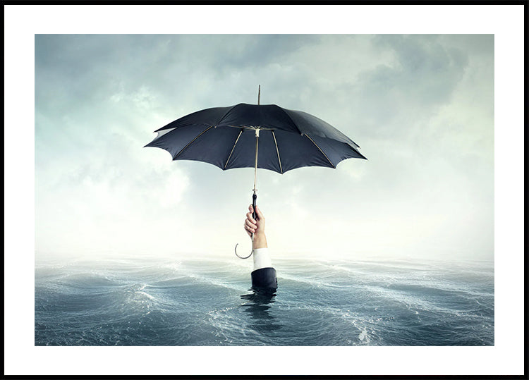 Poster „Ertrinken mit einem Regenschirm“ - Posterbox.dk