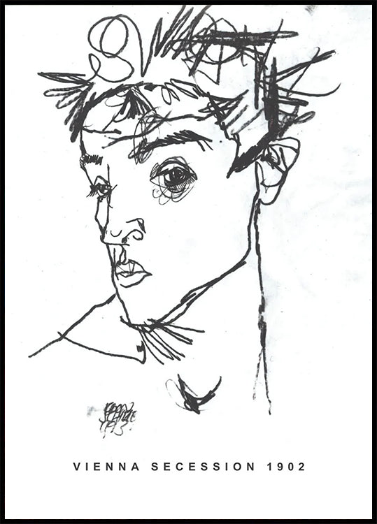 Egon Schiele Selbstporträt 1902 Poster - Posterbox.dk