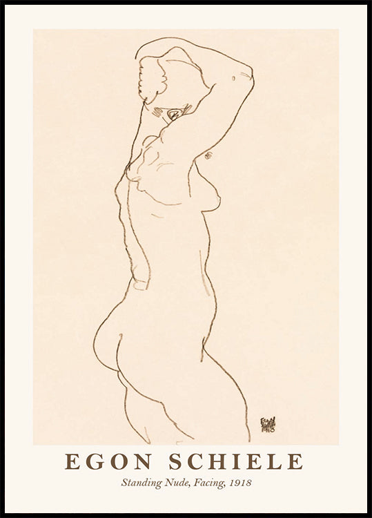 Egon Schiele, Stehender Akt mit dem Gesicht zugewandt Poster - Posterbox.dk