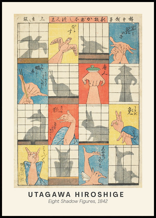 Acht Schattenfiguren Hiroshige Vintage Holzschnitt Poster - Posterbox.dk
