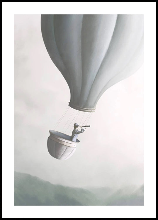 Fliegen mit Heißluftballon, skurriles Poster - Posterbox.dk