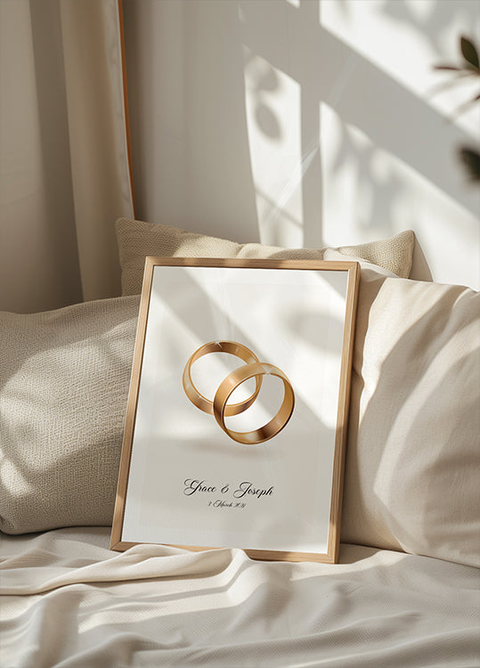 Für immer in Gold verflochten, personalisiertes Poster mit Ehering – Posterbox.dk