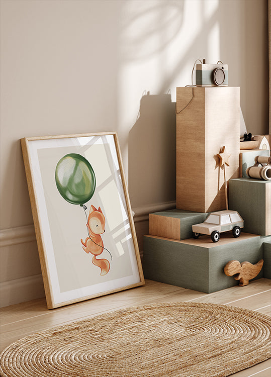 Fox Holding Balloon Poster - Posterbox.dk