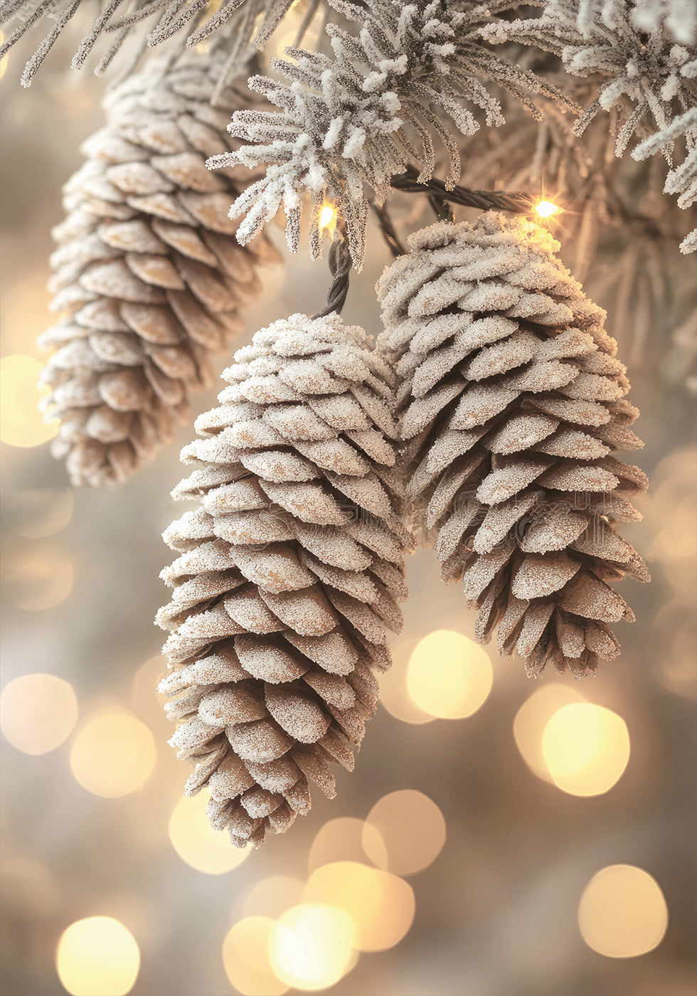 eine Nahaufnahme eines Tannenzapfens auf einem Weihnachtsbaum