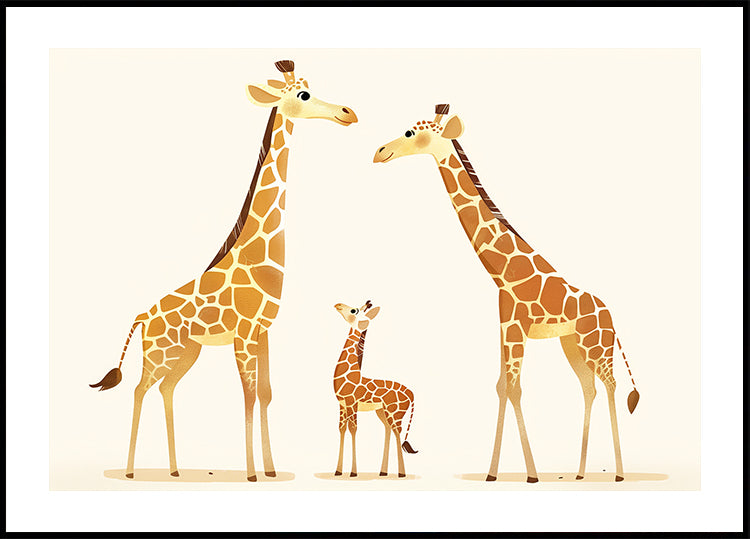 Giraffen-Familientrio in warmen Tönen Poster - Posterbox.dk