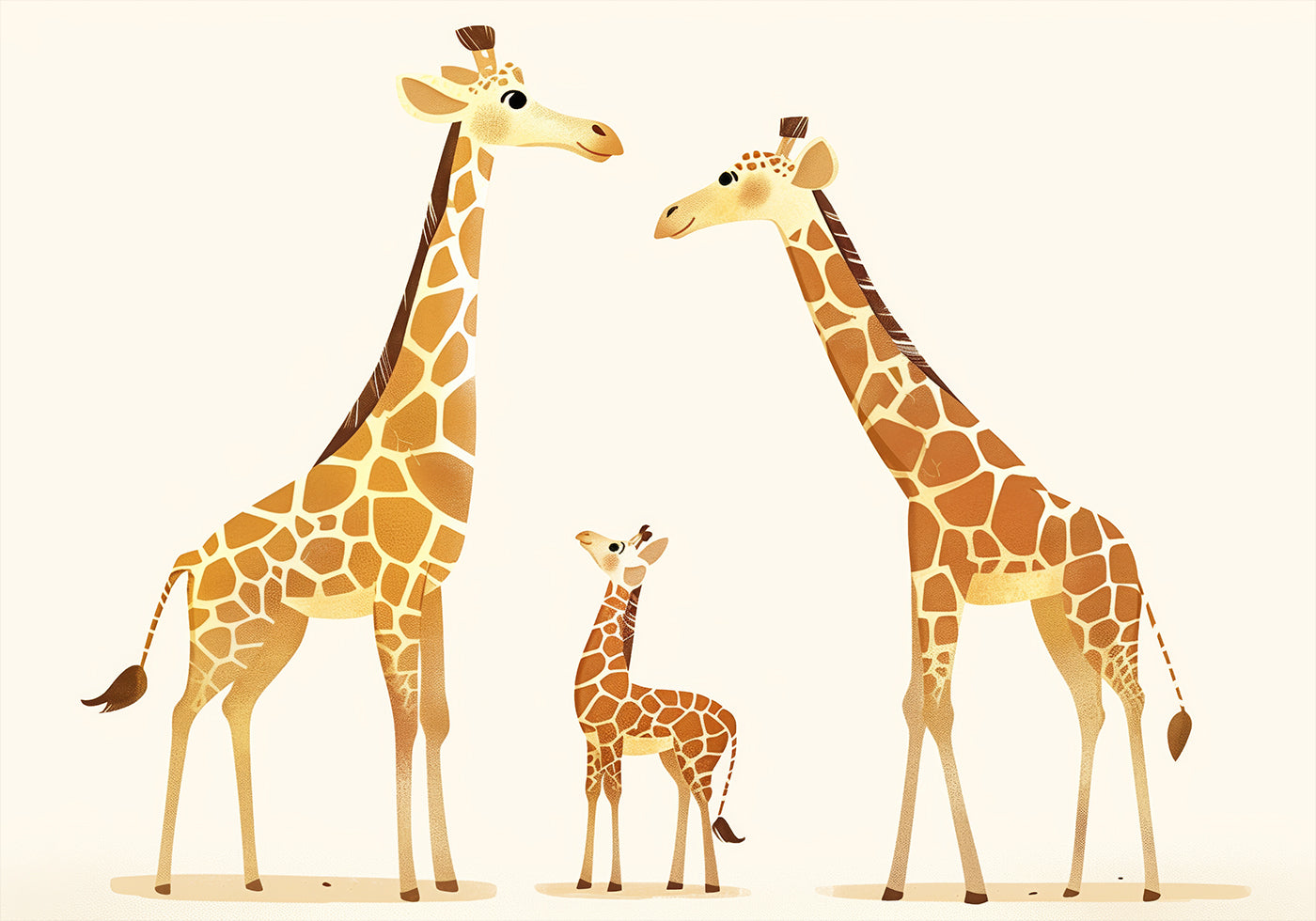 Giraffen-Familientrio in warmen Tönen Poster - Posterbox.dk