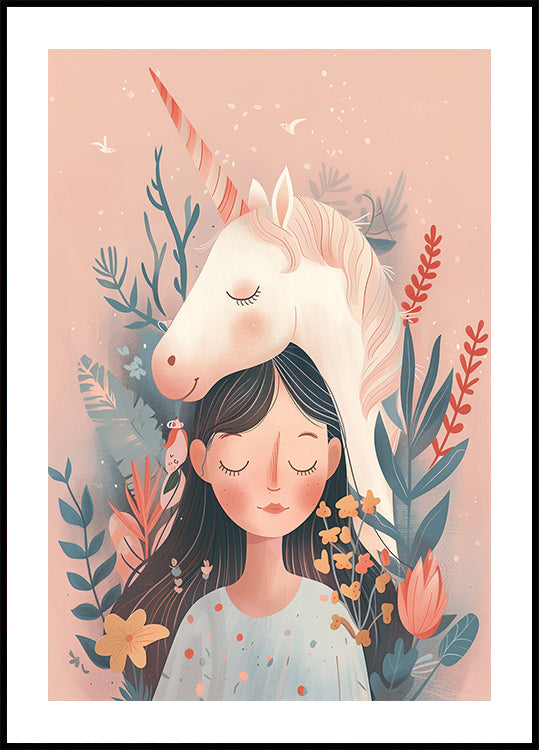 Poster „Mädchen und Einhorn“ - Posterbox.dk