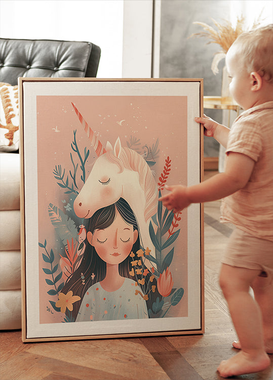 Poster „Mädchen und Einhorn“ - Posterbox.dk