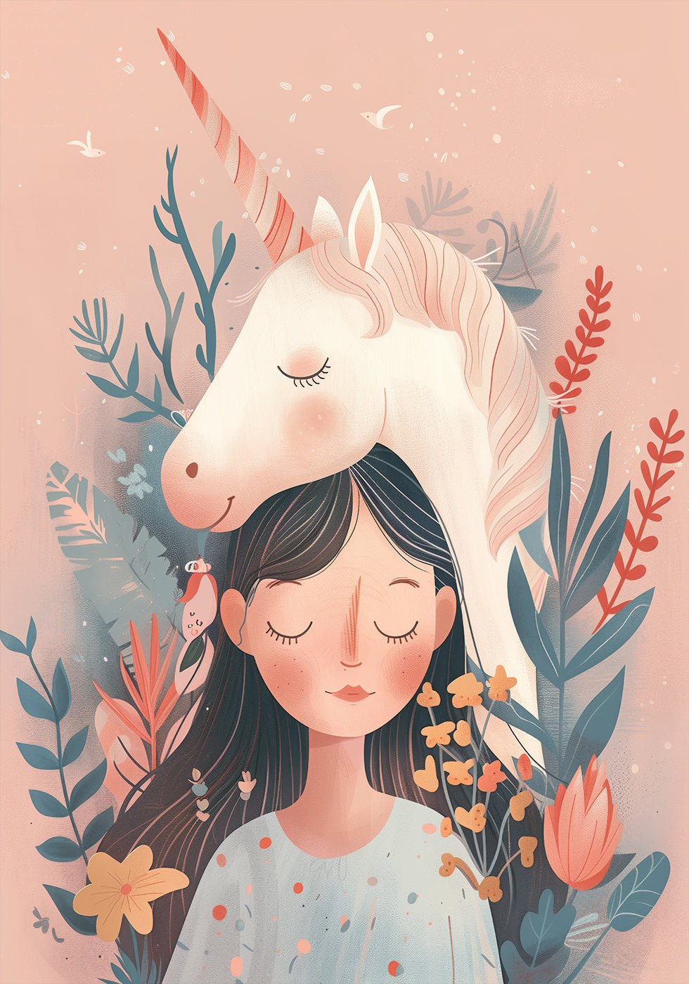 Poster „Mädchen und Einhorn“ - Posterbox.dk