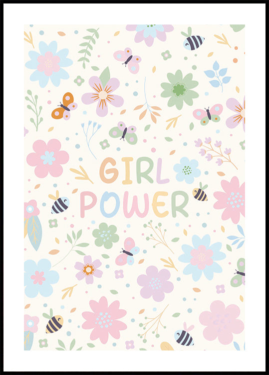 Girl Power Floral Pastell Poster - Posterbox.dk