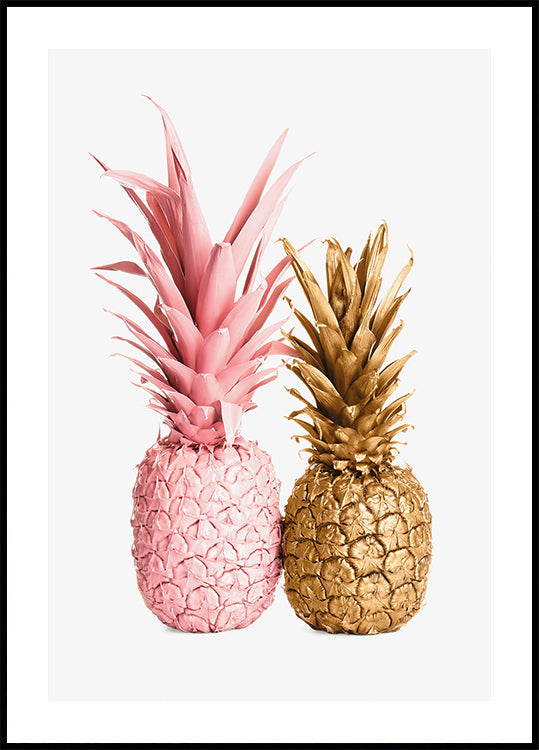 Goldenes und rosafarbenes Ananas-Duo-Poster - Posterbox.dk