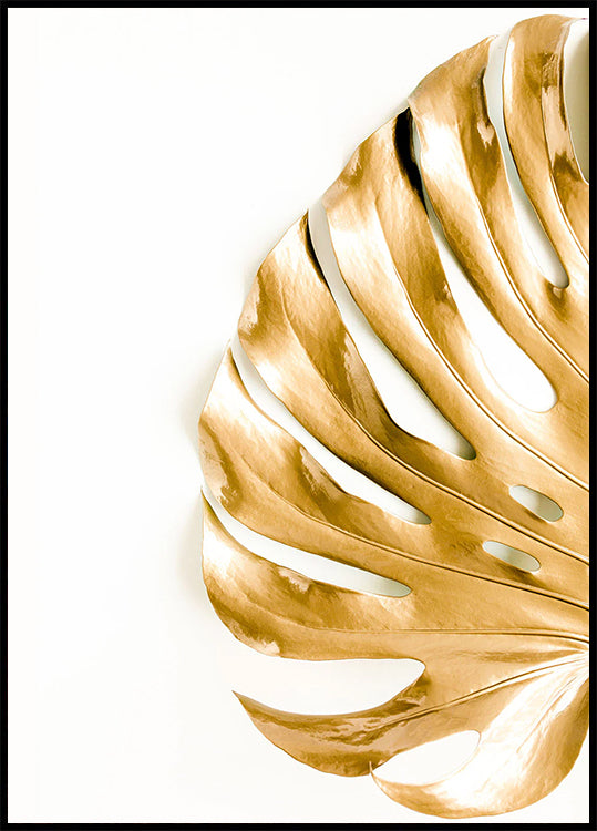 Goldenes Monstera-Blatt-Poster - Posterbox.dk