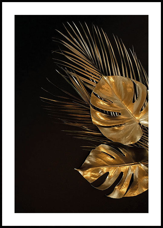 Goldene Monstera und Palmblatt Nr. 1 Poster - Posterbox.dk