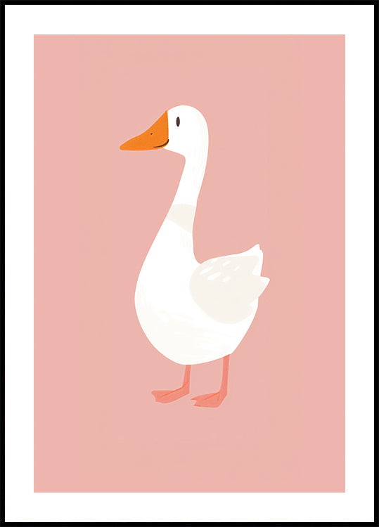 Gans auf rosa Poster - Posterbox.dk