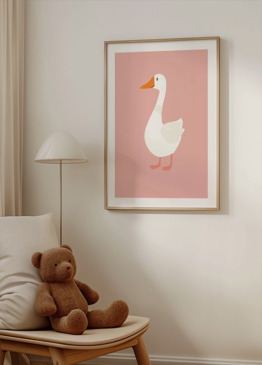 Gans auf rosa Poster - Posterbox.dk