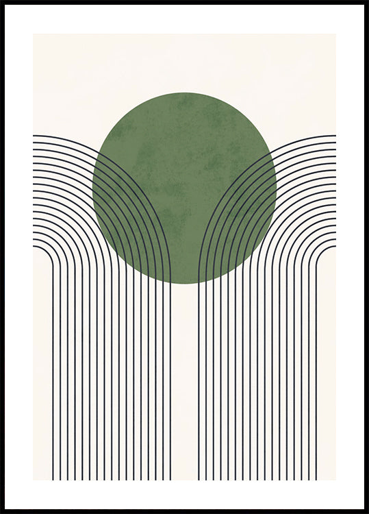 Green Orbit, minimalistisches abstraktes Poster mit Linien und Kreisen - Posterbox.dk