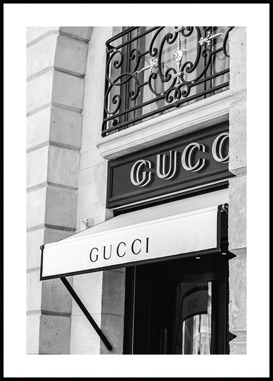 Gucci Boutique Schwarz-Weiß-Poster - Posterbox.dk