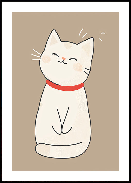 Poster „Fröhliche weiße Katze“ - Posterbox.dk