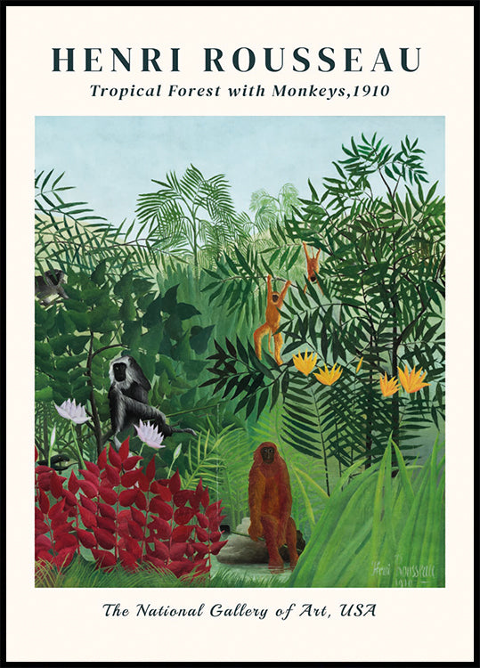 Henri Rousseau – Tropischer Wald mit Affen Poster – Posterbox.dk