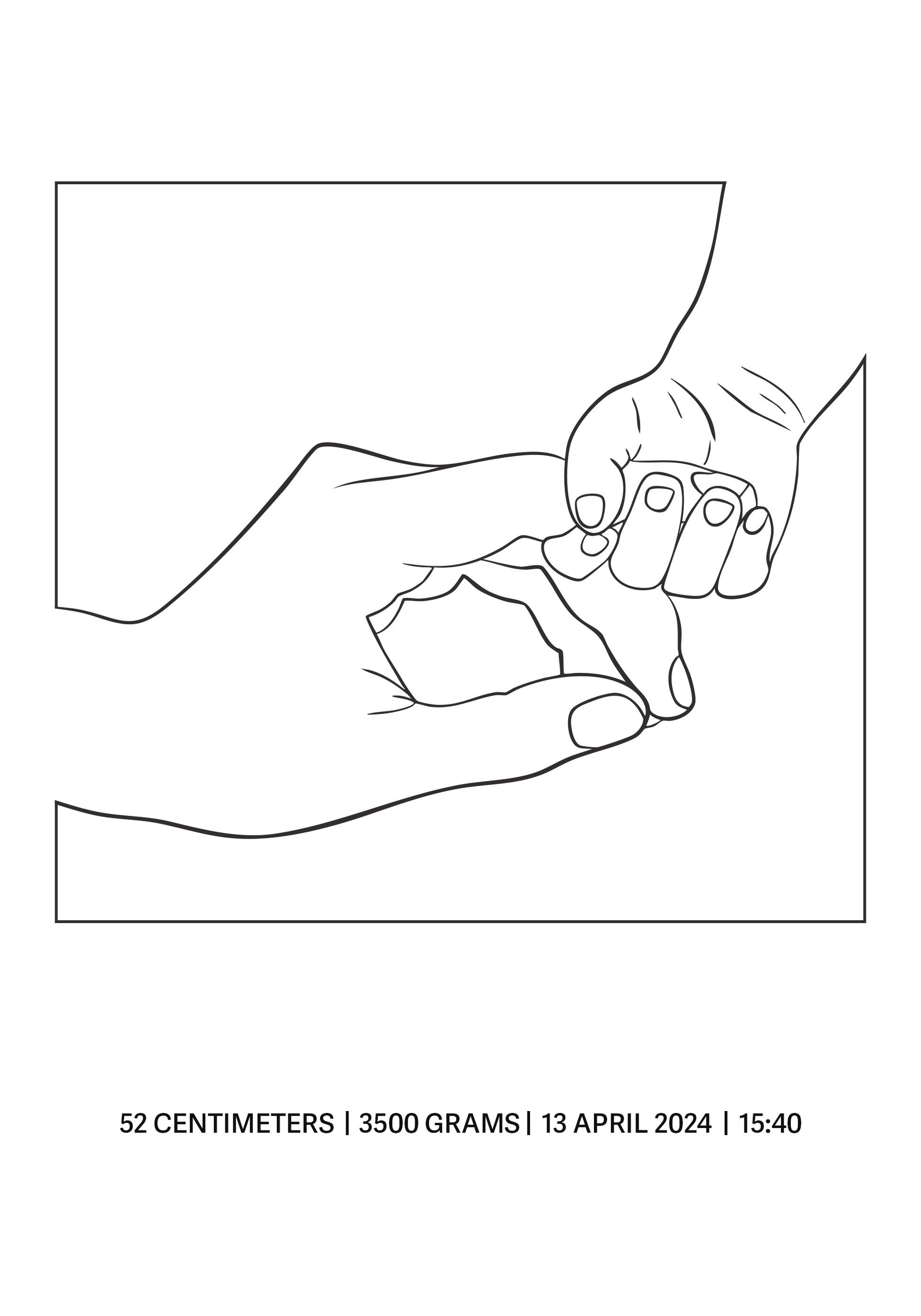 Händchen haltende Geburt, minimalistisches Baby- und Eltern-Line-Art-Poster - Posterbox.dk