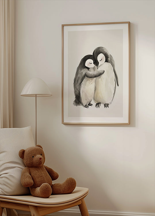 Umarmendes Pinguinbaby-Poster - Posterbox.dk