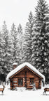 eine Blockhütte mit zwei Hirschen davor