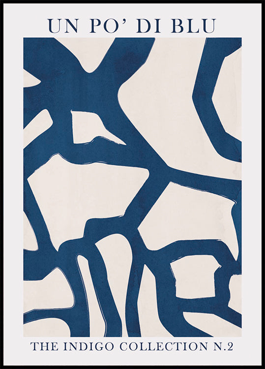 Indigo Flow, abstrakte Formen in Blau und Weiß Poster - Posterbox.dk