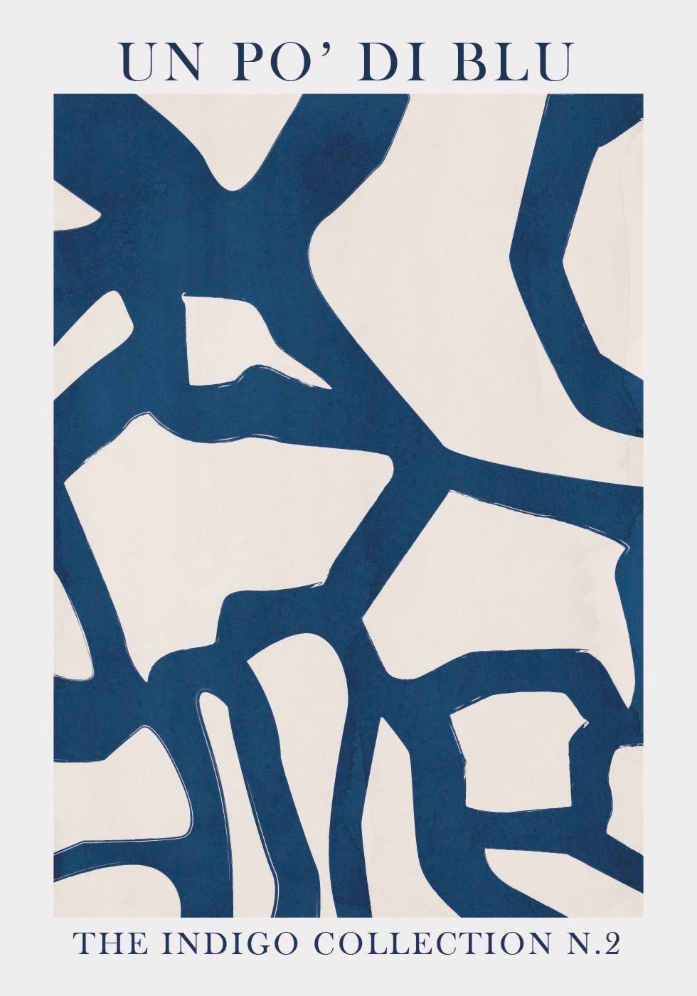 Indigo Flow, abstrakte Formen in Blau und Weiß Poster - Posterbox.dk