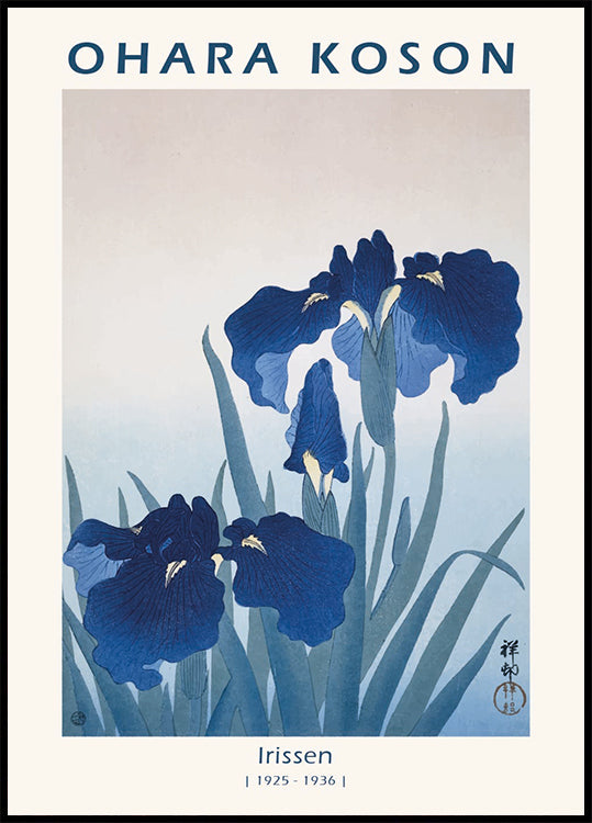 Irissen, japanisches Blumen-Holzschnitt-Poster - Posterbox.dk