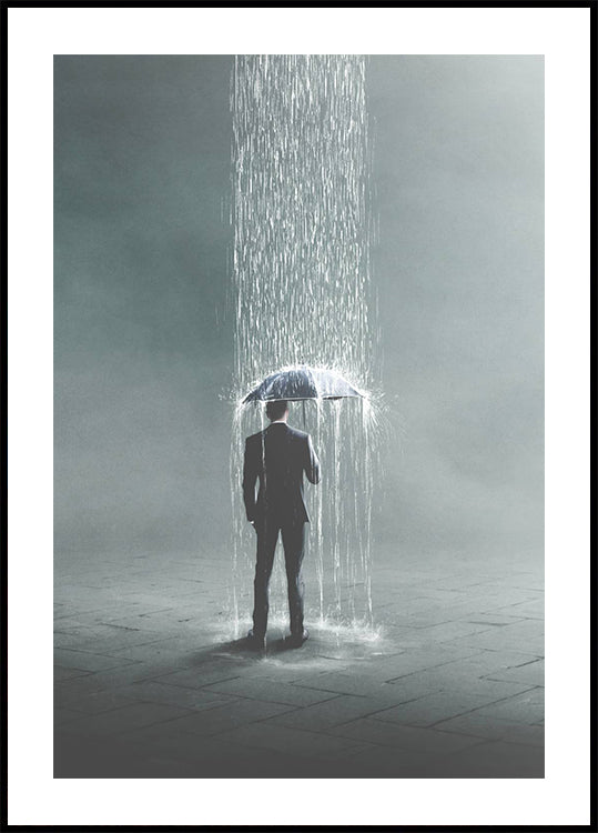 Isolierter Niederschlag, Anzug und Regenschirm Poster - Posterbox.dk