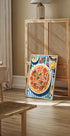 Italienische Pizza, Tomaten-Petersilien-Topping, gestreiftes Tischposter - Posterbox.dk