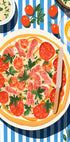Italienische Pizza, Tomaten-Petersilien-Topping, gestreiftes Tischposter - Posterbox.dk