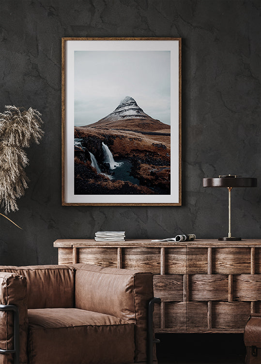 Kirkjufell Berg und Wasserfälle Poster - Posterbox.dk