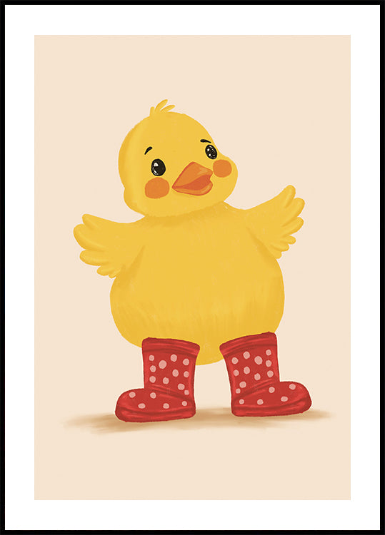 Kleine Ente in roten Stiefeln Poster - Posterbox.dk