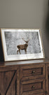 Majestätische Hirsche im verschneiten Wald Poster - Posterbox.dk