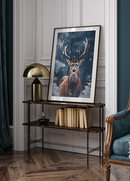 Majestätisches Winterhirsch-Poster - Posterbox.dk