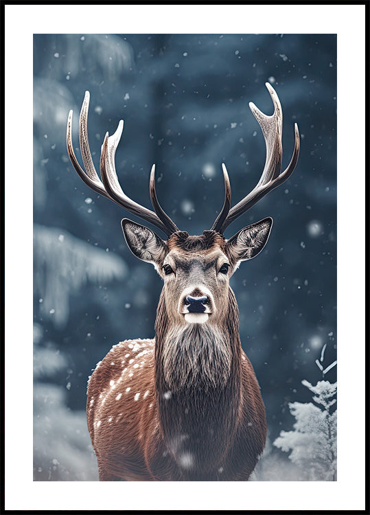 Majestätisches Winterhirsch-Poster - Posterbox.dk