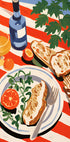 Mediterranes Brunch-Poster mit gestreifter Tischdecke - Posterbox.dk