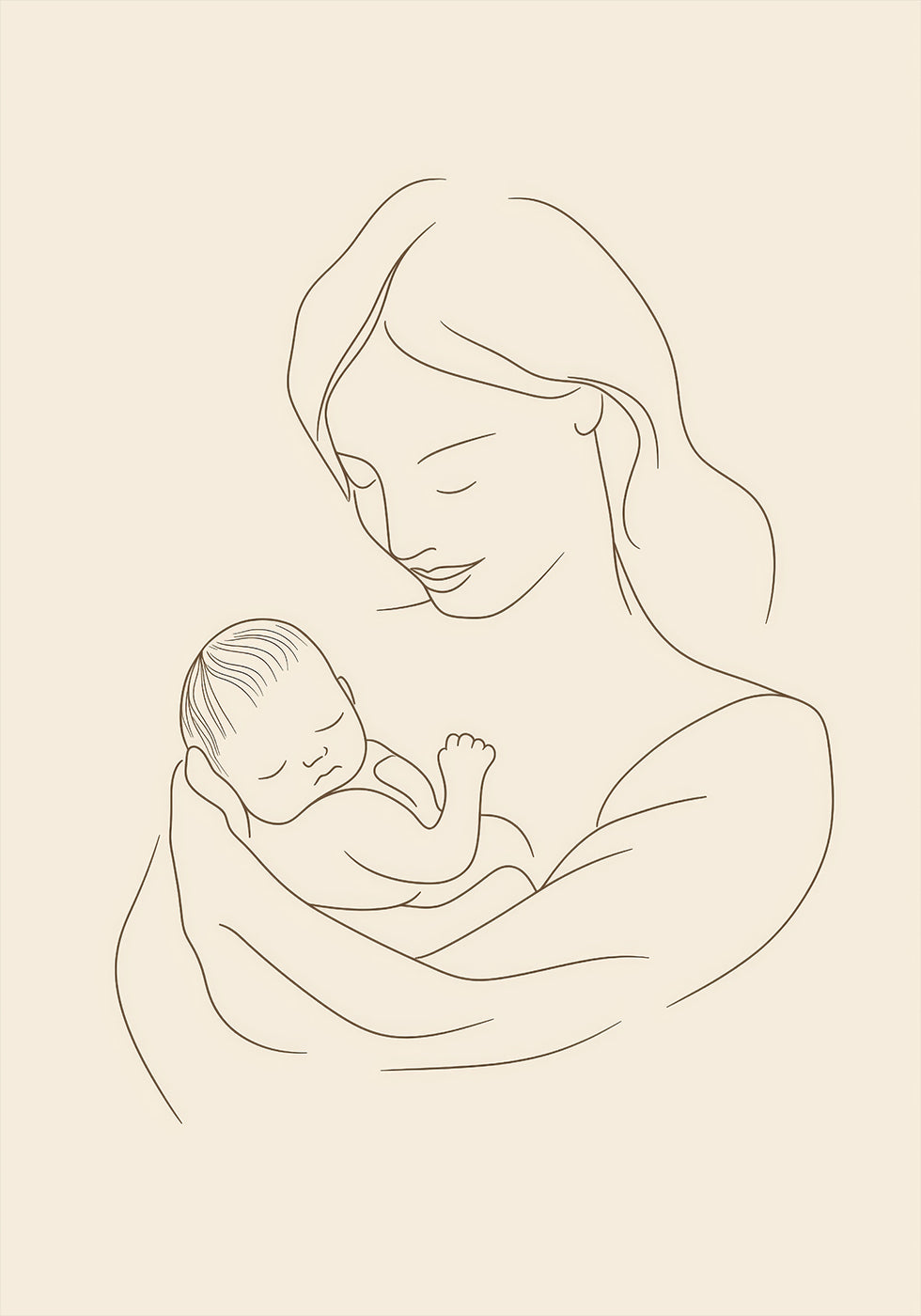 Poster mit Strichzeichnungen für Mutter und Baby - Posterbox.dk