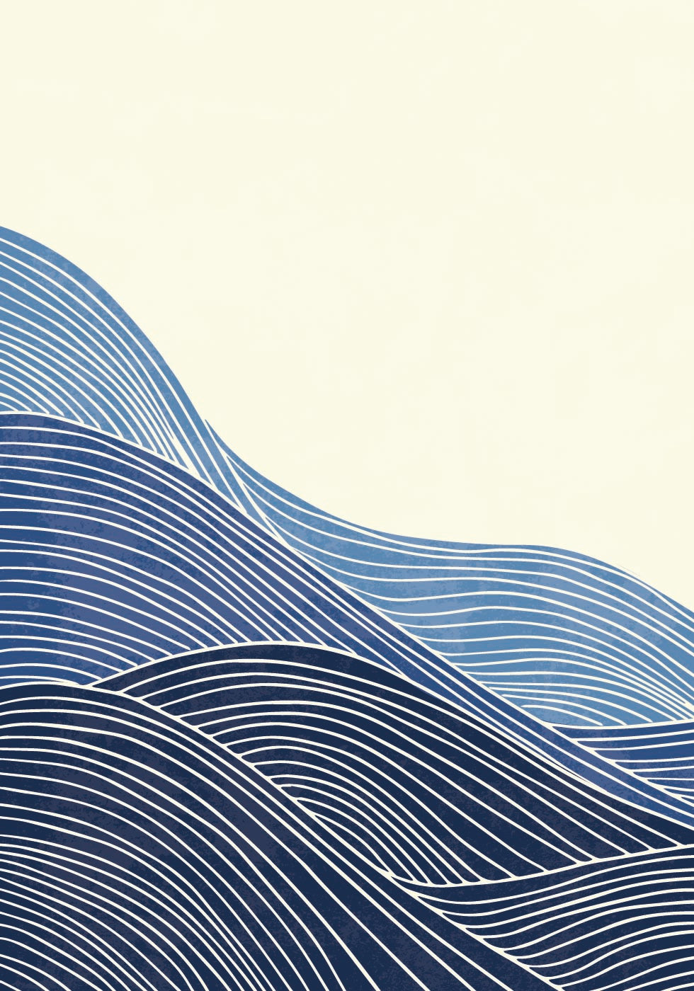 ein Gemälde einer blauen Welle auf weißem Hintergrund