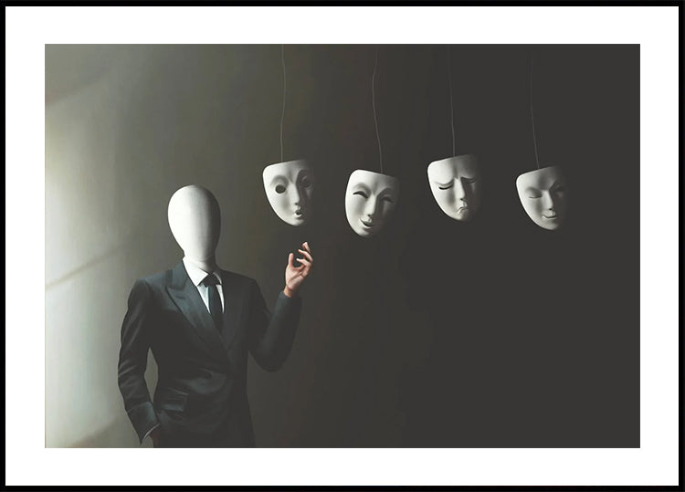 Poster mit mehreren Identitäten, Masken und Persona-Konzepten - Posterbox.dk