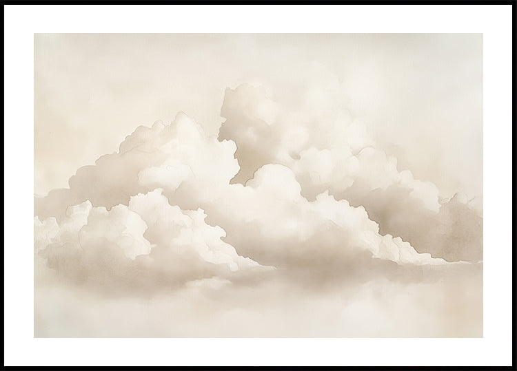Neutrales Wolkengebilde-Aquarell-Poster - Posterbox.dk