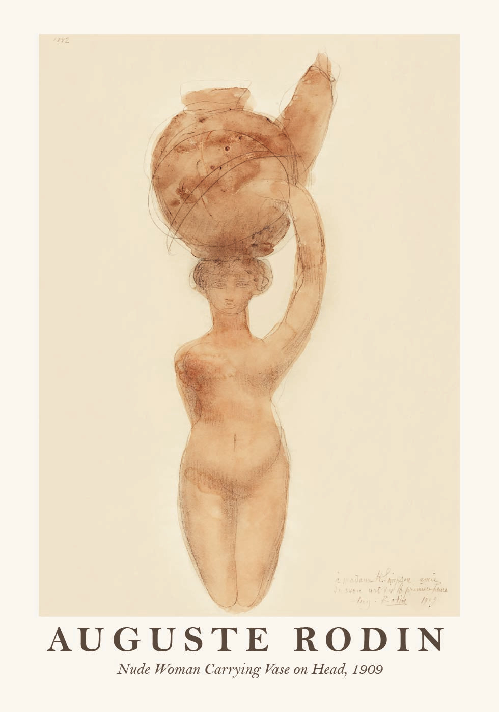 Nackte Frau mit Vase auf dem Kopf Poster - Posterbox.dk