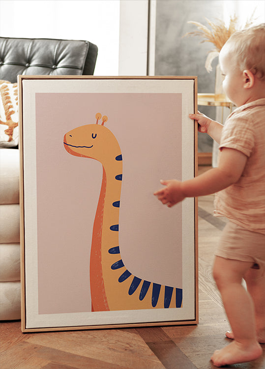 Orangefarbenes Dinosaurier-Poster - Posterbox.dk