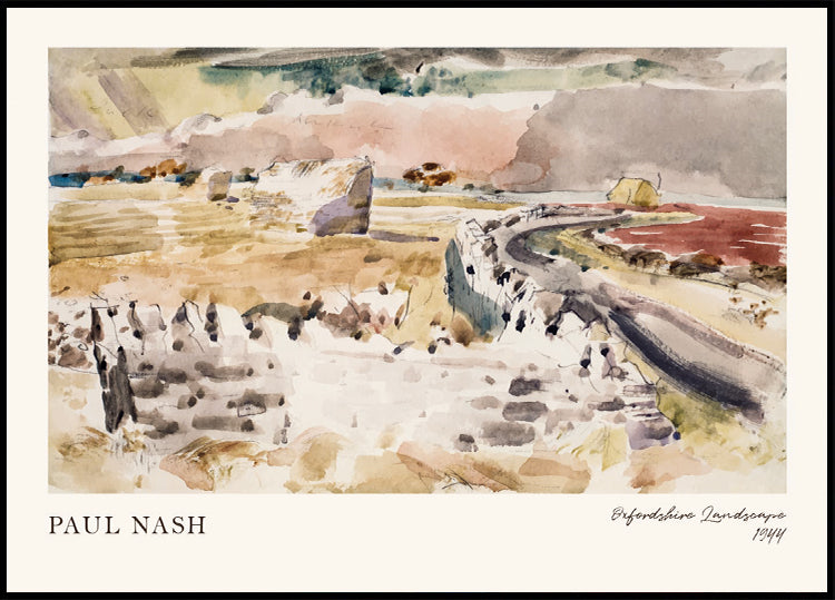 Oxfordshire-Landschaft Paul Nash Britisches Aquarellgemälde-Poster - Posterbox.dk