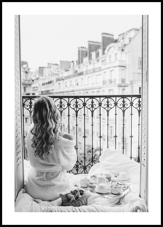 Paris Frühstück Schwarzweiß-Poster - Posterbox.dk