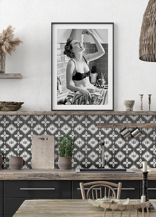 Pasta-Liebhaber in Schwarz-Weiß-Poster - Posterbox.dk