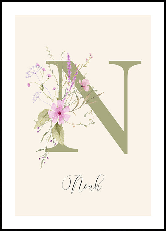 Personalisiertes Wildblumen-Namensposter - Posterbox.dk