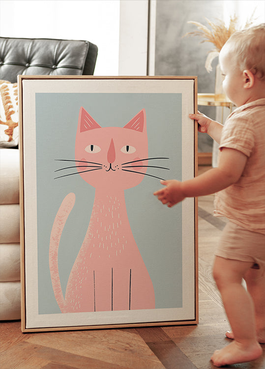Rosa Katze Poster - Posterbox.dk
