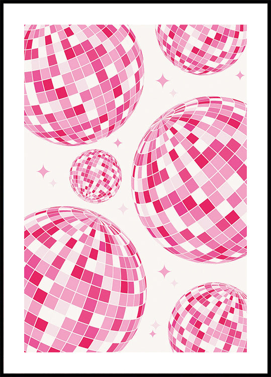 Pink Disco Vibes, Retro Dance Floor Sparkle Poster - Posterbox.dk